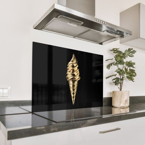 Spritzschutz Küche - Eiscreme - Gold - Schwarz - Lebensmittel