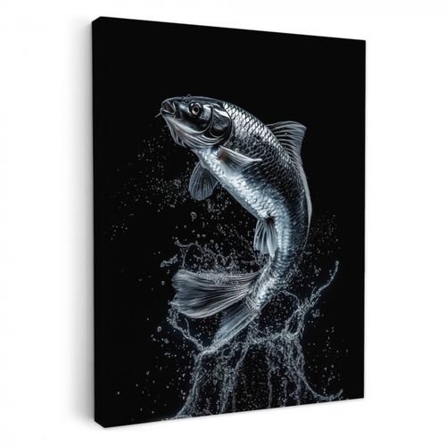 Leinwandbilder - Fische - Koi - Schwarz - Wasser