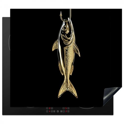 Herdabdeckplatte - Gold - Fisch - Haken - Schwarz