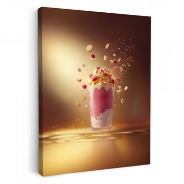 Leinwandbilder - Himbeere - Smoothie - Getränk - Rosa