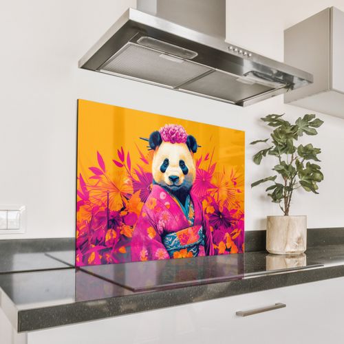 Spritzschutz Küche - Kimono - Rosa - Panda - Blumenkrone