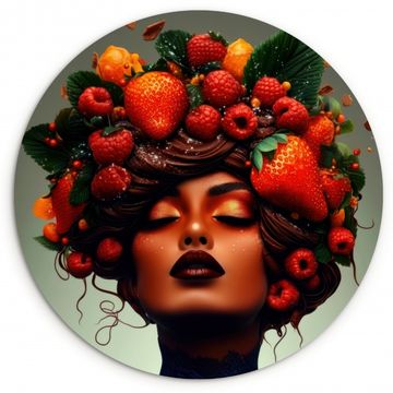 Runde Bilder - Frau - Schokolade - Himbeeren - Erdbeeren - Kekse