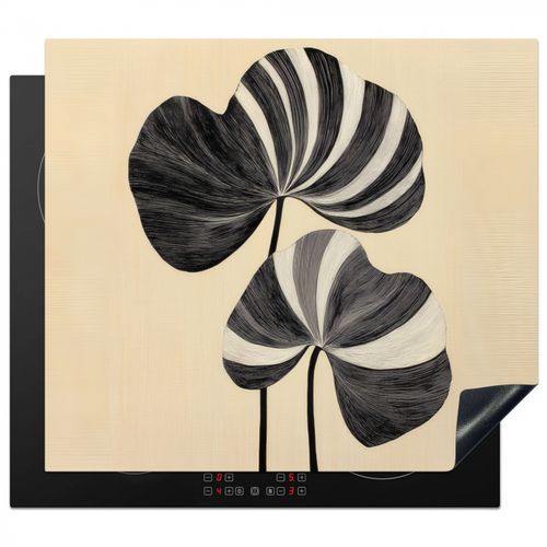 Herdabdeckplatte - Schwarz - Blätter - Streifen - Minimalistisch