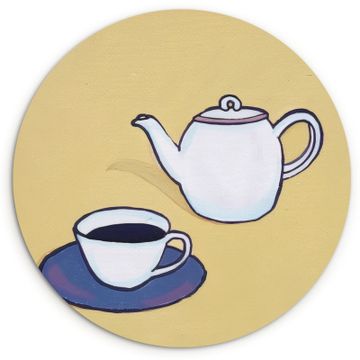 Runde Bilder - Teekanne - Tasse - Beige - Illustration