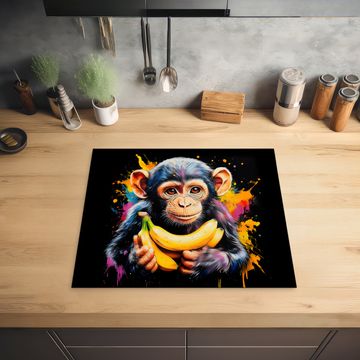 Herdabdeckplatte - Affe - Graffiti - Farbenfroh - Bananen - Modern