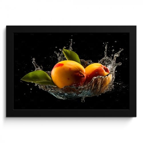 Bilder mit Rahmen - Mango - Frucht - Wasser - Schwarz - Blatt