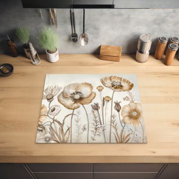 Herdabdeckplatte - Blumen - Beige - Natur - Illustration