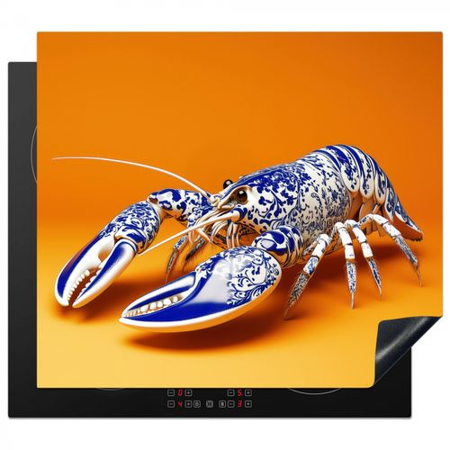 Herdabdeckplatte - Hummer - Delfter Blau - Schild - Hart - Orange
