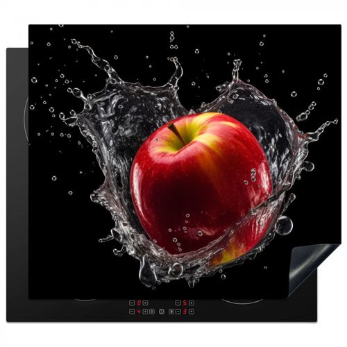 Herdabdeckplatte - Apfel - Rot - Wasser - Schwarz - Obst