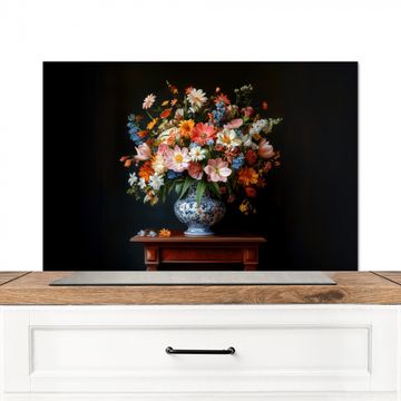 Spritzschutz Küche - Blumenstrauß - Rosa - Vase
