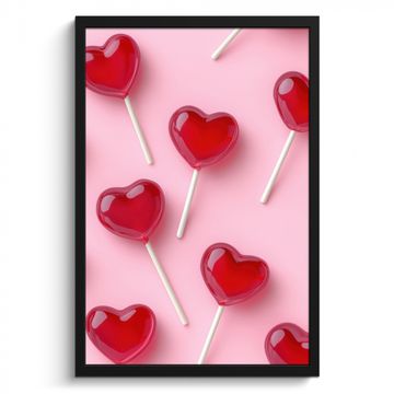 Bilder mit Rahmen - Lutscher - Herzen - Rosa