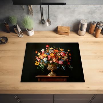 Herdabdeckplatte - Gold - Blumen - Farben - Vase