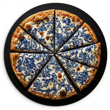Runde Bilder - Pizza - Lebensmittel - Delfter Blau