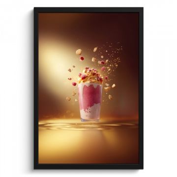 Bilder mit Rahmen - Himbeere - Smoothie - Getränk - Rosa