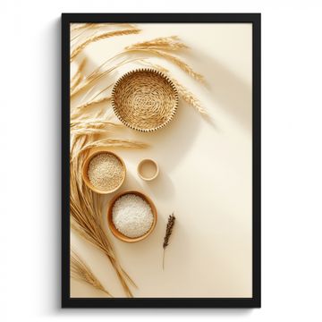 Bilder mit Rahmen - Müsli - Holz - Schale - Beige