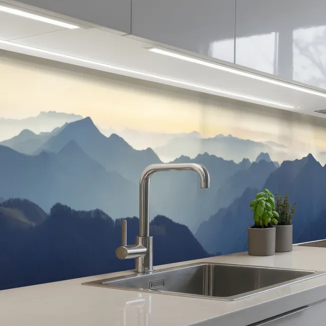 Küchenrückwand - Landschaft - Berge - Grün - Natur