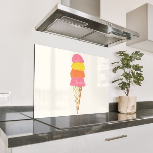 Spritzschutz Küche - Schaufel Eiscreme - Hörner - Illustration - Minimalistisch