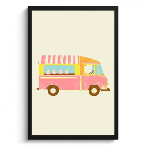 Bilder mit Rahmen - Eiscreme-Wagen - Retro - Softeis - Rosa