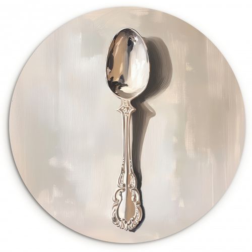 Runde Bilder - Löffel - Farbe - Silber