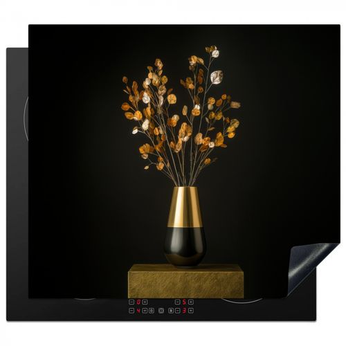 Herdabdeckplatte - Goldbraun - Blätter - Vase - Herbstlich