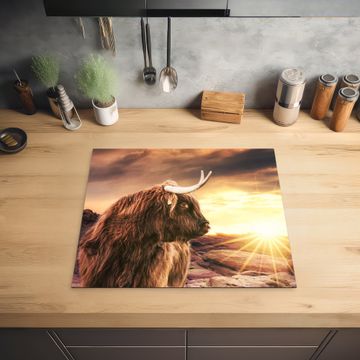 Herdabdeckplatte - Sonnenuntergang über den Highlands