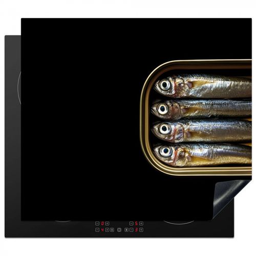 Herdabdeckplatte - Sardinen - Dose - Schwarz - Fisch