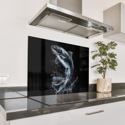Spritzschutz Küche - Fische - Koi - Schwarz - Wasser
