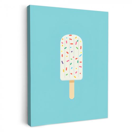 Leinwandbilder - Eiscreme - Stiel - Streusel - Hellblau