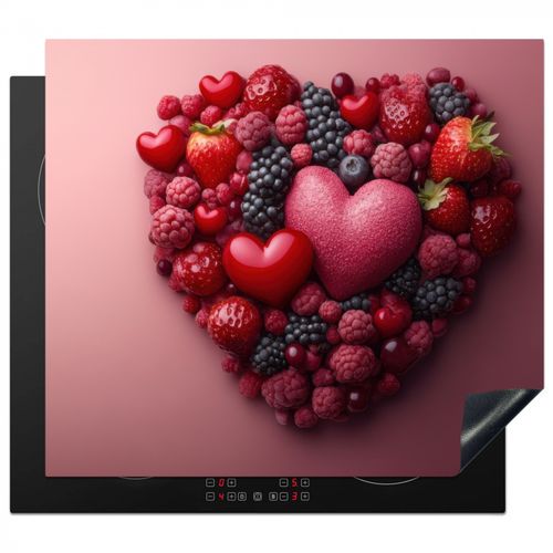 Herdabdeckplatte - Obst - Herzen - Erdbeeren - Himbeeren - Heidelbeeren