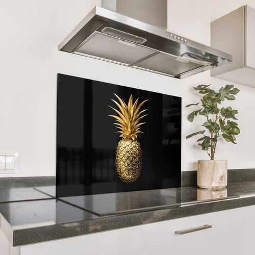 Spritzschutz Küche - Ananas - Schwarz - Gold - Luxus