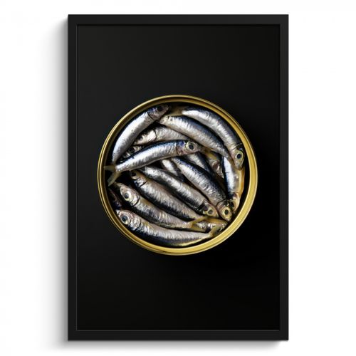 Bilder mit Rahmen - Sardinen - Fisch - Rund - Schwarz