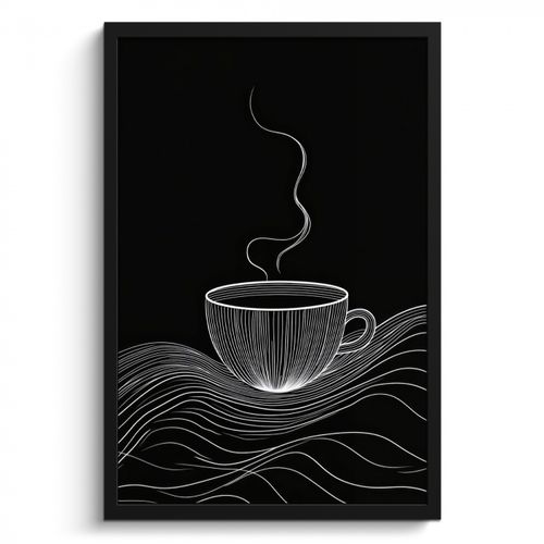 Bilder mit Rahmen - Strichzeichnung - Kaffeetasse - Schwarz