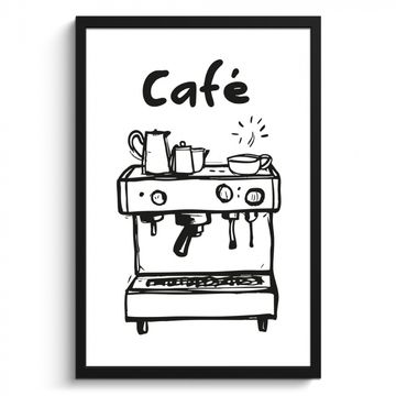 Bilder mit Rahmen - Illustration - Cafe - Kaffeemaschine - Tassen