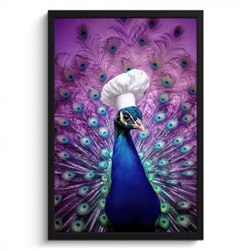 Bilder mit Rahmen - Pfau - Kochmütze - Cool - Lila