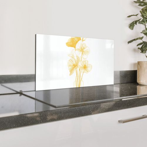 Strichzeichnung - Blumen - Gelb - Vase