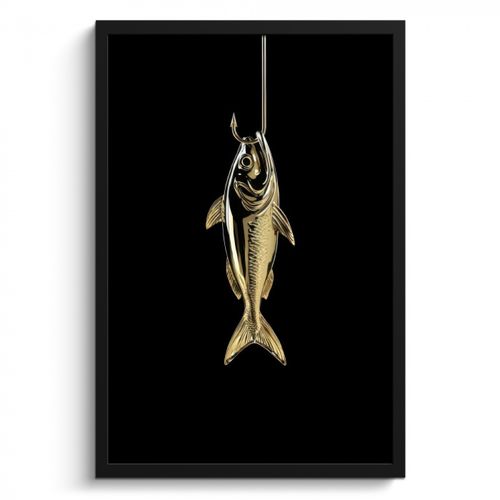 Bilder mit Rahmen - Gold - Fisch - Haken - Schwarz