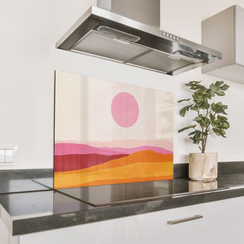 Spritzschutz Küche - Hügel - Orange - Sonne - Abstrakt