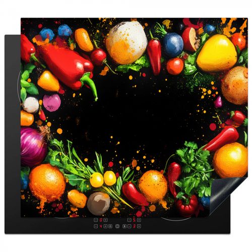 Herdabdeckplatte - Gemüse - Graffiti - Farbenfroh - Kochen - Abstrakt