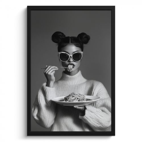 Bilder mit Rahmen - Frau - Nudeln - Sonnenbrille