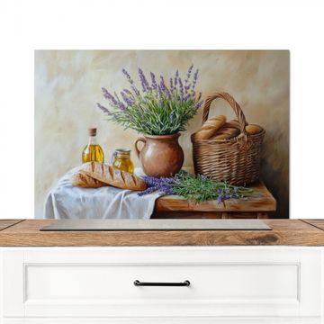 Spritzschutz Küche - Lavendel - Brot - Stilleben