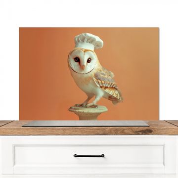 Spritzschutz Küche - Schleiereule - Kochmütze - Orange - Vogel