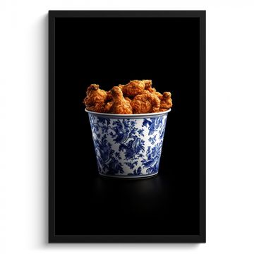 Bilder mit Rahmen - Huhn - Eimer - Delfter Blau - Schmackhaft