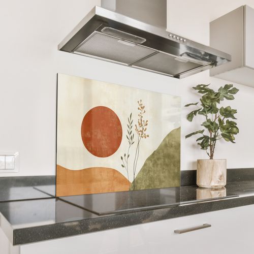 Spritzschutz Küche - Sonne - Abstrakt - Äste - Orange