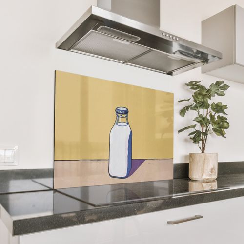 Spritzschutz Küche - Gläser - Flasche - Illustration - Milch