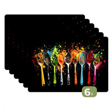 Tischset - Löffel - Gewürze - Modern - Graffiti - Farbe - Farbenfroh - 6 Stück