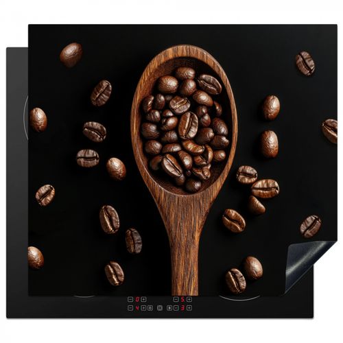 Herdabdeckplatte - Holz - Schwarz - Kaffeebohnen