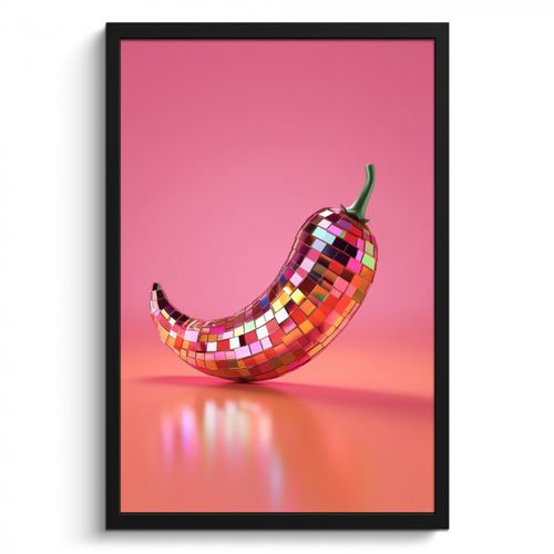 Bilder mit Rahmen - Paprika - Disco - Rot - Glitzer