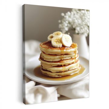 Leinwandbilder - Pfannkuchen - Banane - Sirup - Weiß - Beige