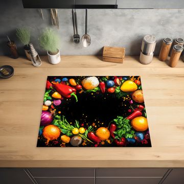 Herdabdeckplatte - Gemüse - Graffiti - Farbenfroh - Kochen - Abstrakt