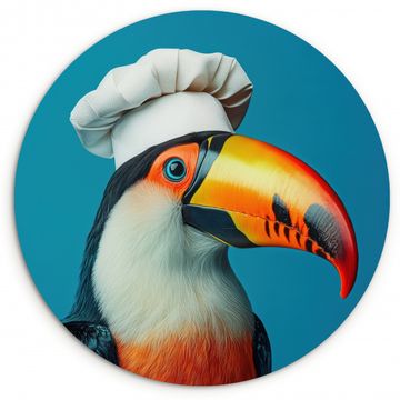 Runde Bilder - Tukan - Papagei - Vogel - Kochmütze